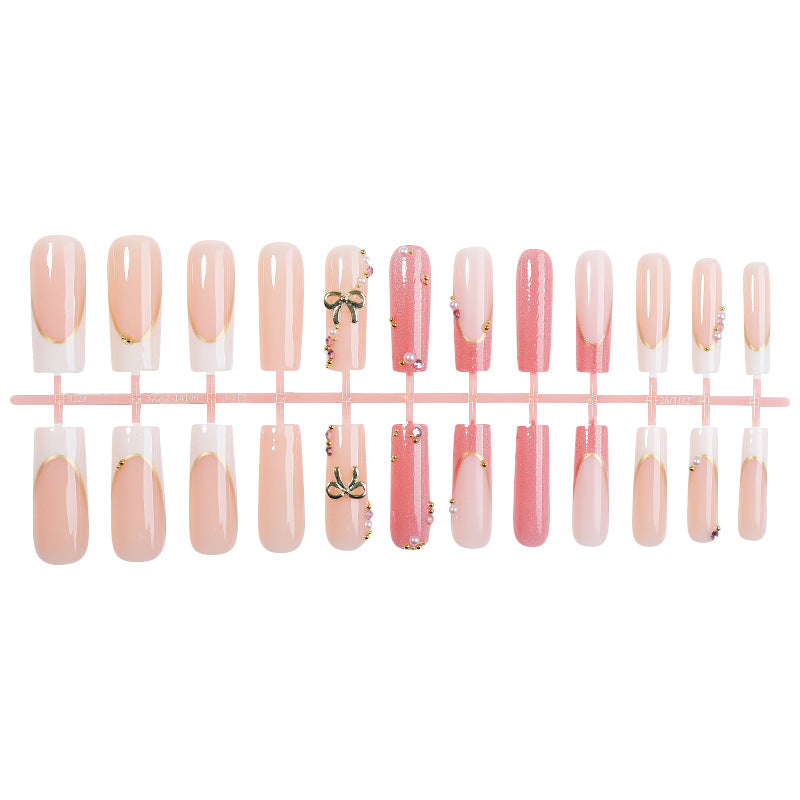 Decorative Press-On Nail Set with Glamorous Accents Acalora