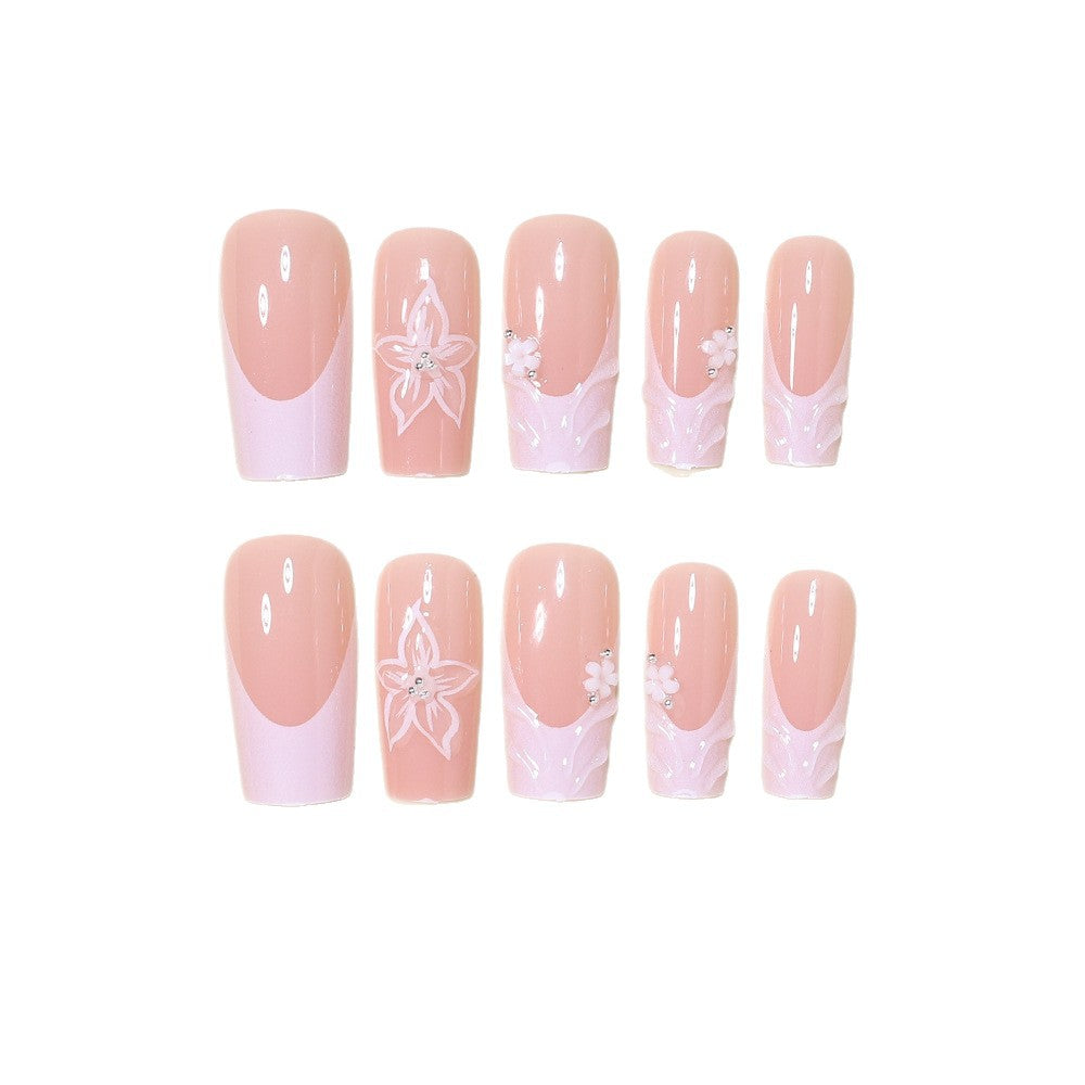 Elegant Floral Press-On Nail Art Acalora