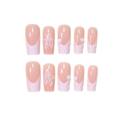 Elegant Floral Press-On Nail Art Acalora
