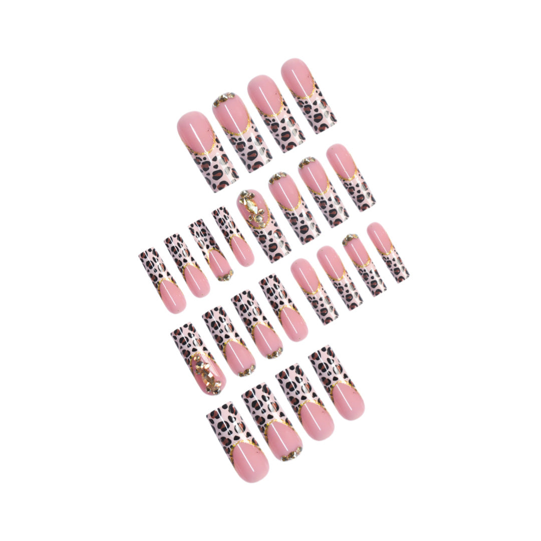 Artistic Leopard Print Press-On Nail Design Acalora