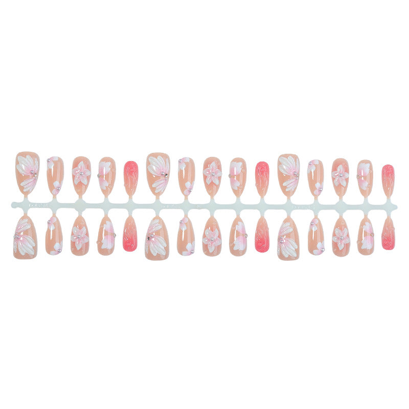 Floral Embellished Press-On Nails Acalora