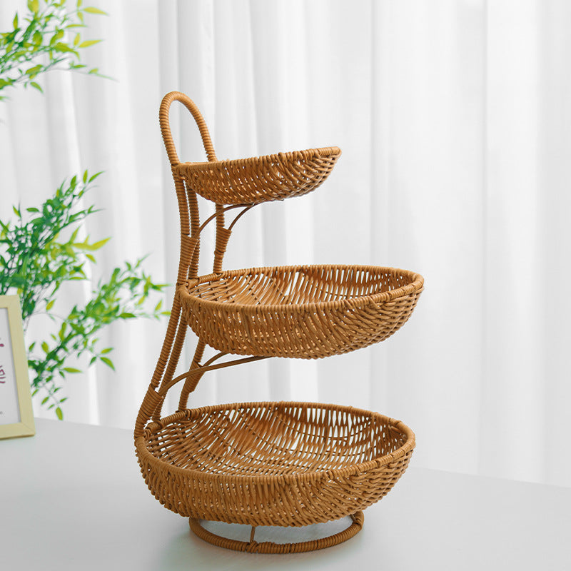 Multi-Tiered Wicker Display Stand Acalora