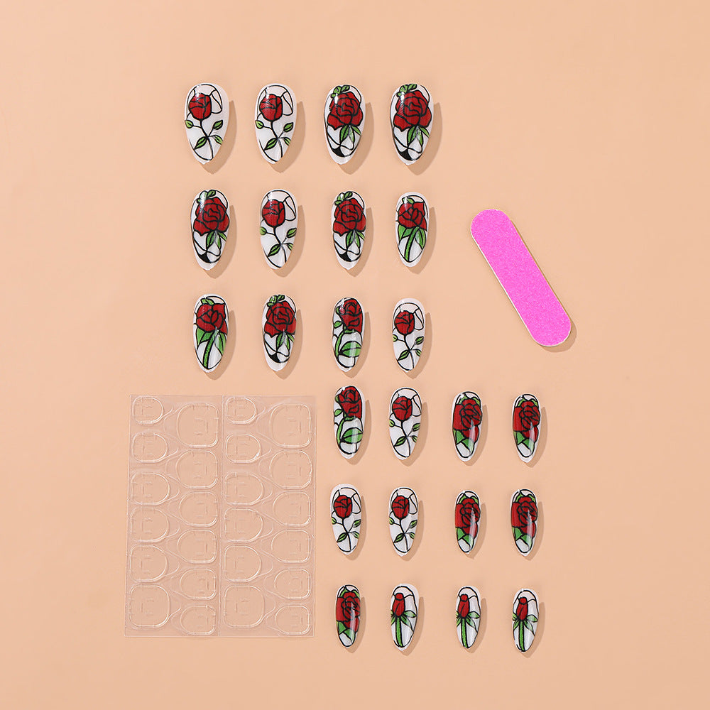 Elegantly designed artificial nails with floral pattern Acalora
