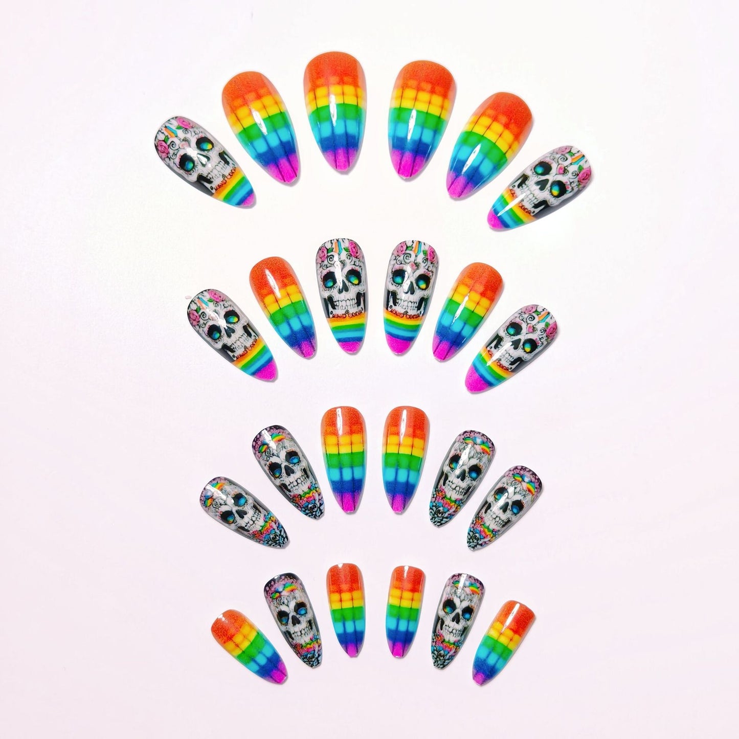 Artistic Skull-Pattern Nail Art Acalora