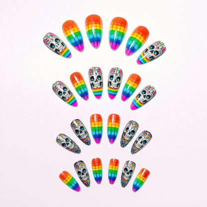 Artistic Skull-Pattern Nail Art Acalora