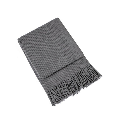 Luxurious Textured Knit Fringe Throw Blanket