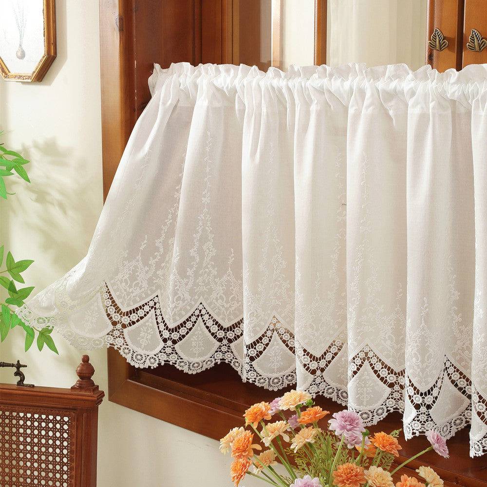 Embroidered Lace Kitchen Curtain