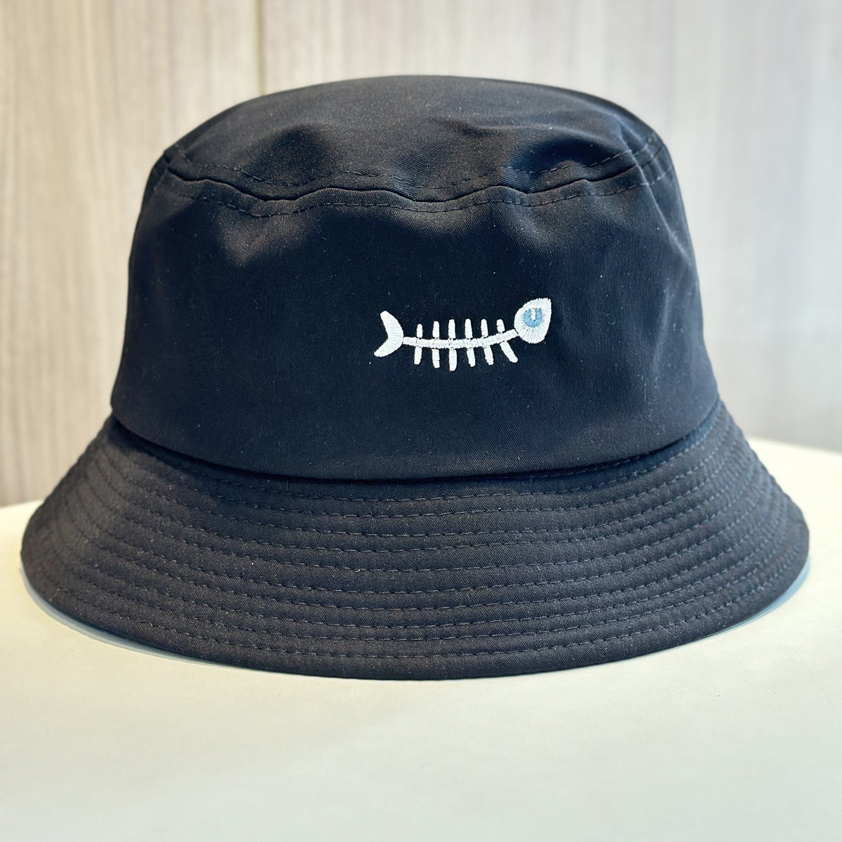 Stylish Bucket Hat with Unique Fish Embroidery