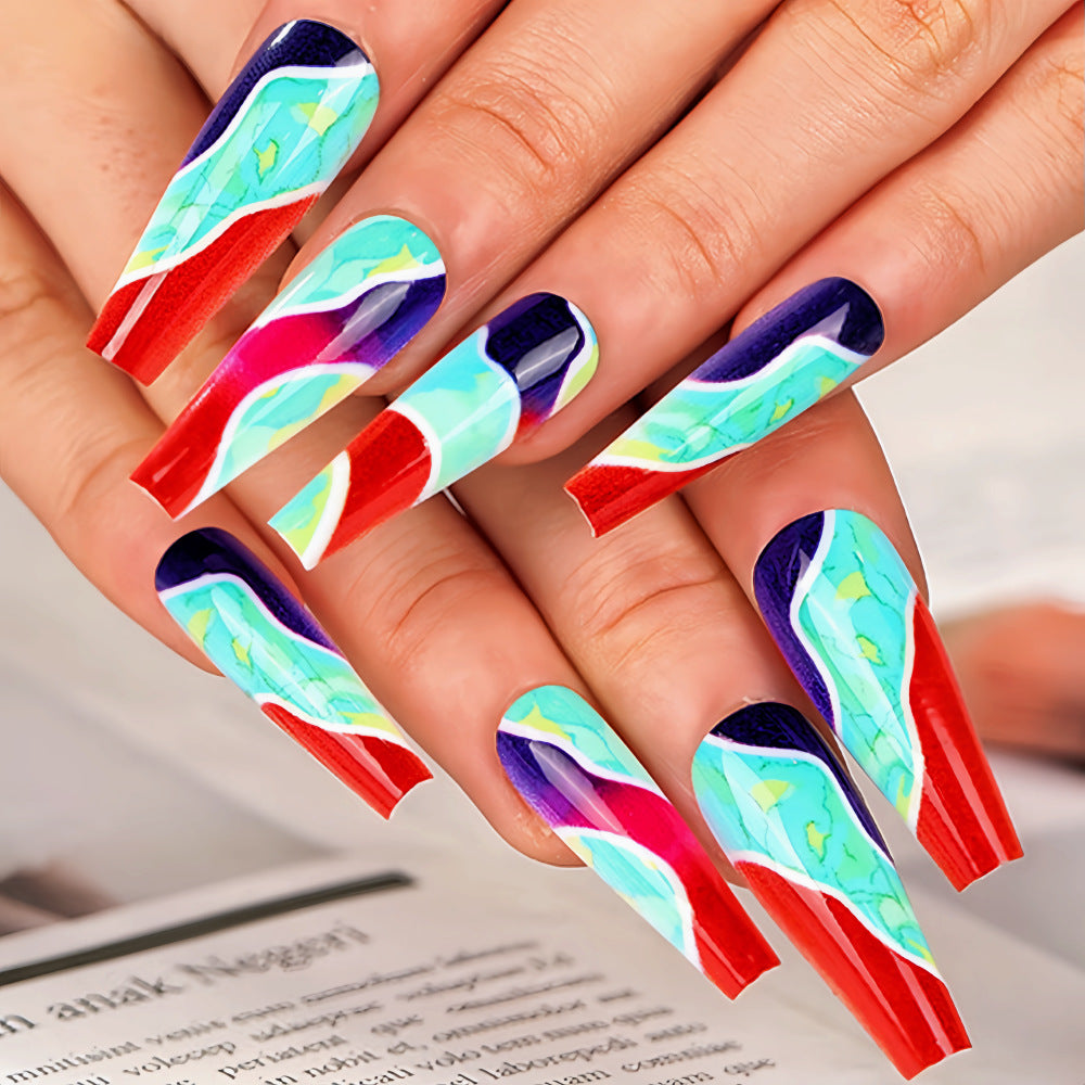 Artificial nails in modern marble pattern Acalora
