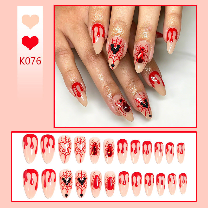 Artificial nail set with Halloween motif and intricate decorations Acalora