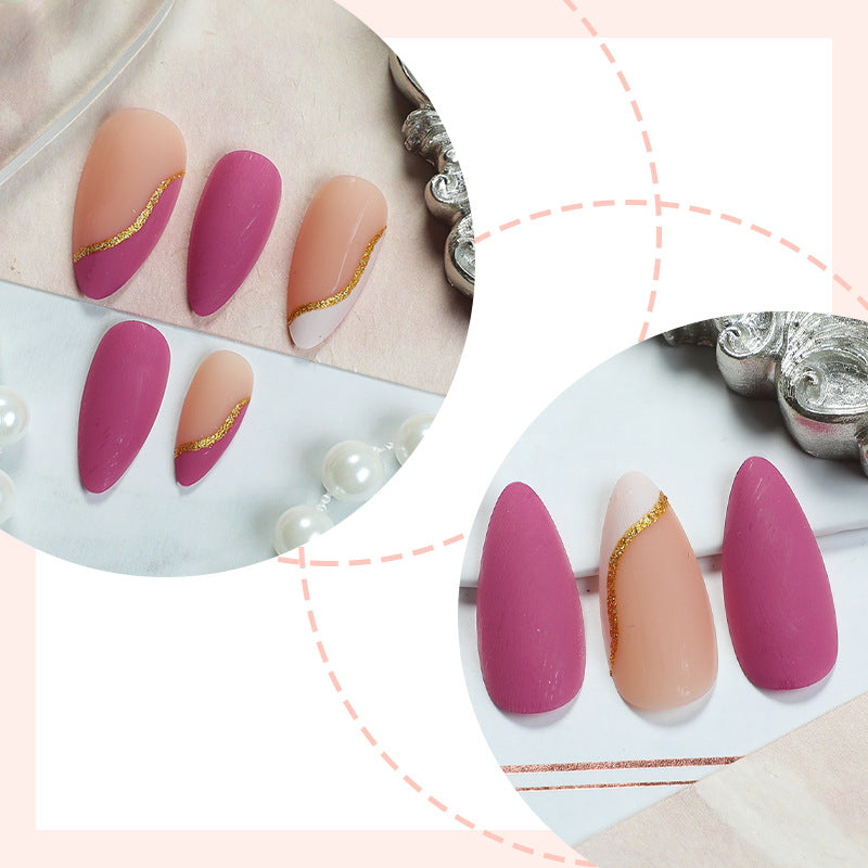 Stylish Press-On Nail Art Set with Elegant Gold Accents Acalora