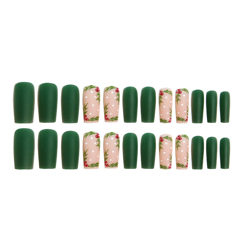 Acrylic nail set with festive Christmas design and elegant 3D embellishments Acalora