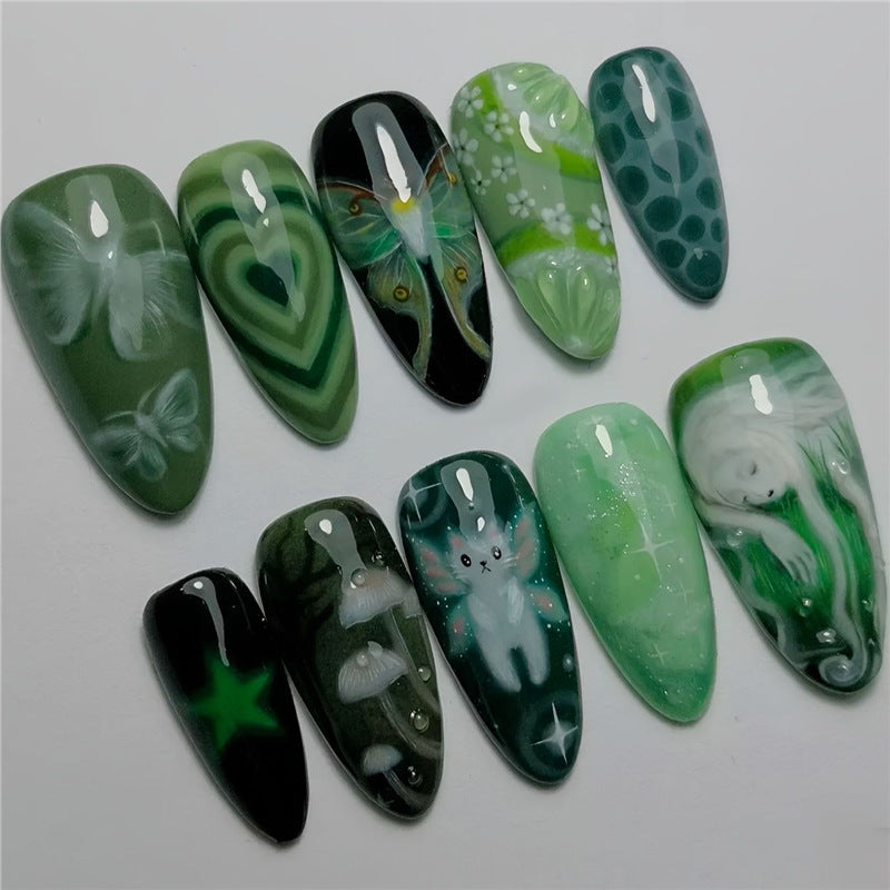 Artistic Cartoon-Themed Press-On Nail Art Set Acalora