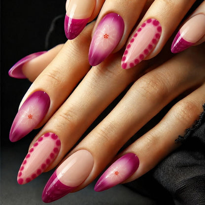 Elegant Artificial Nails with Floral Patterns Acalora