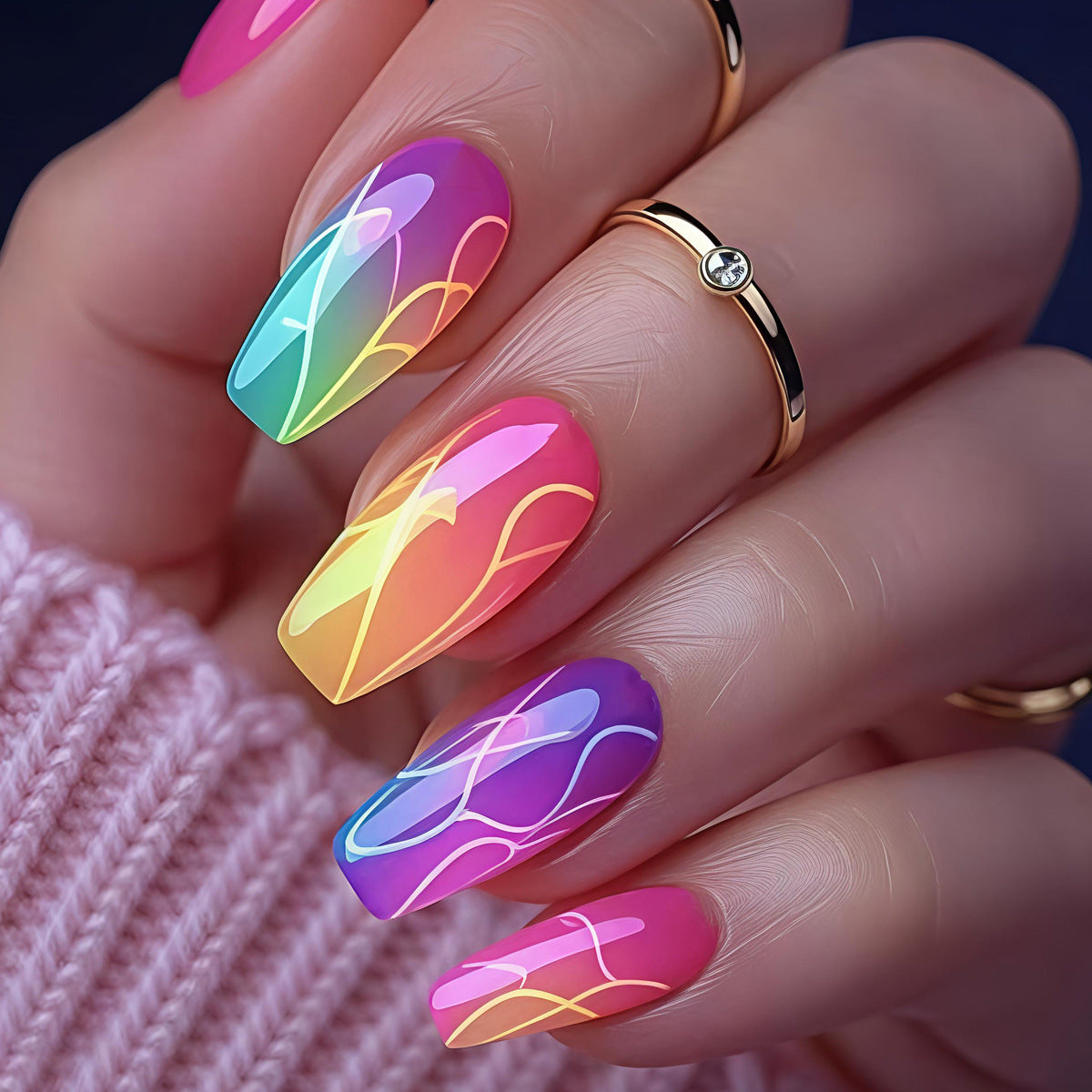 Colorful Gradient Nail Art Acalora
