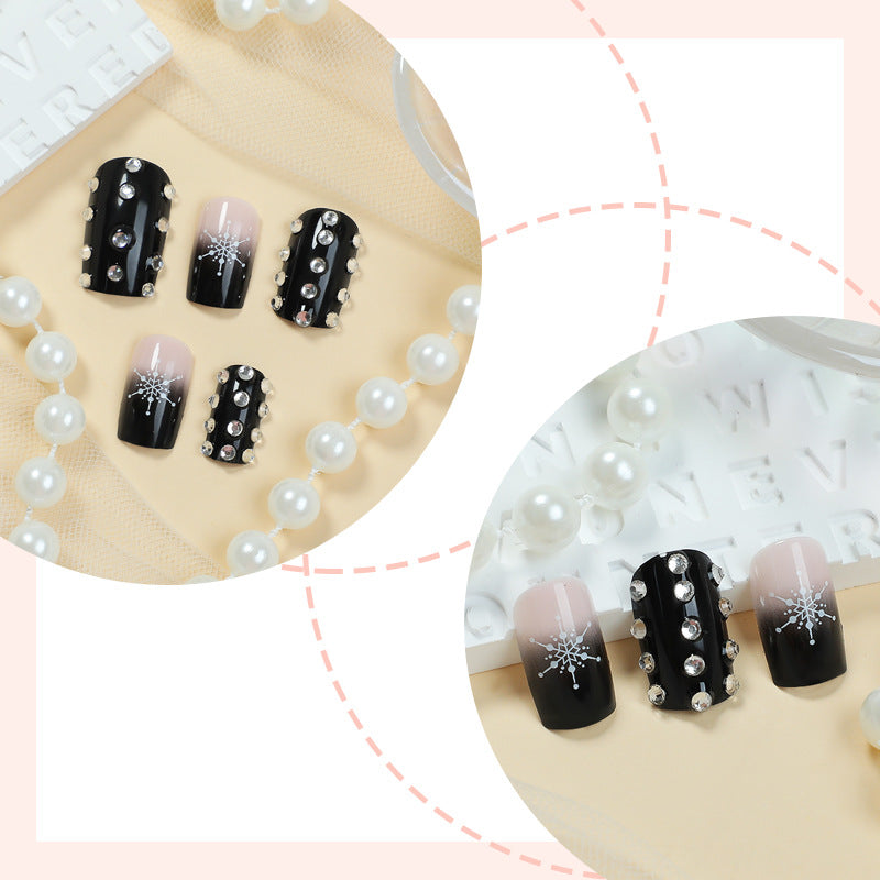 Decorative Press-On Nail Set with Gem Accents Acalora