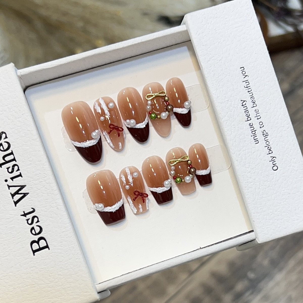 Glittery Press-On Nail Art Set with Snowflake Design Acalora