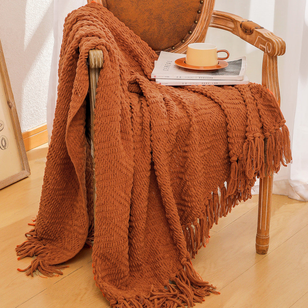 Handwoven Textured Throw Blanket