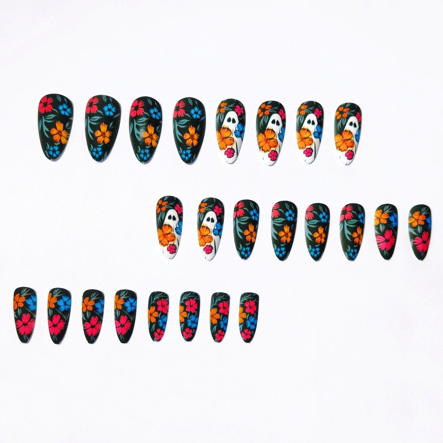 Artistic Floral Skull Nail Art Acalora