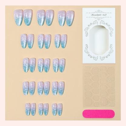 Premium Gel Press-On Nail Set with Ocean-Inspired Design Acalora