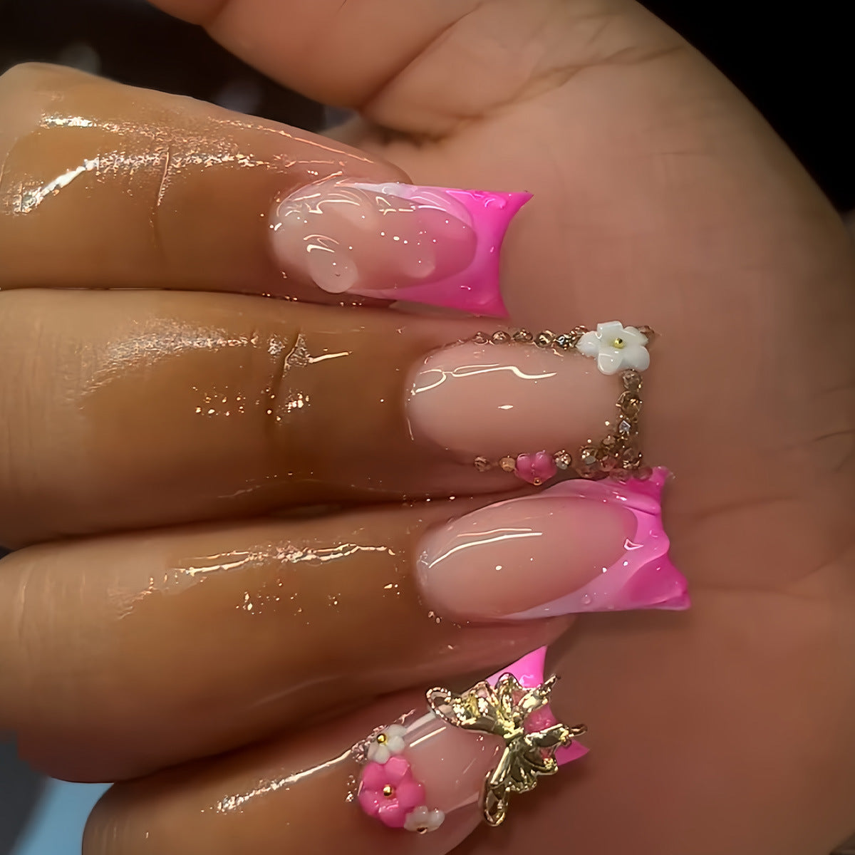 Artistic Floral Press-On Nail Set Acalora