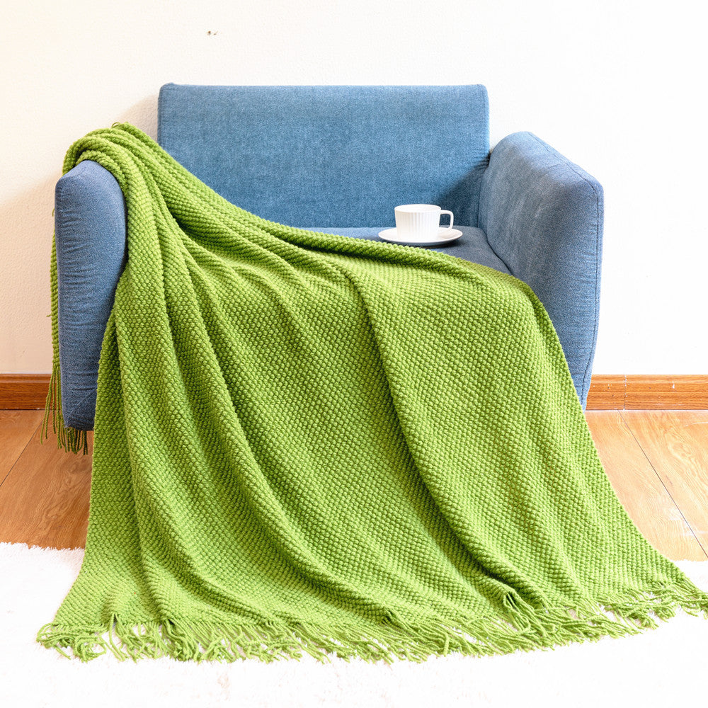 Textured Fringe Throw Blanket