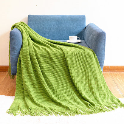 Textured Fringe Throw Blanket