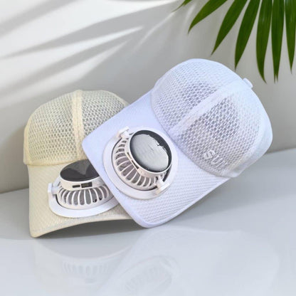 Ventilated baseball cap with detachable rechargeable fan Bowlift