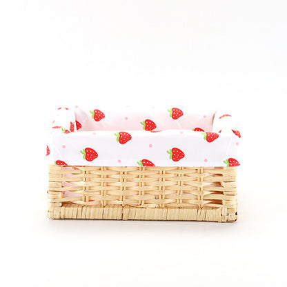 Storage basket with decorative strawberry fabric