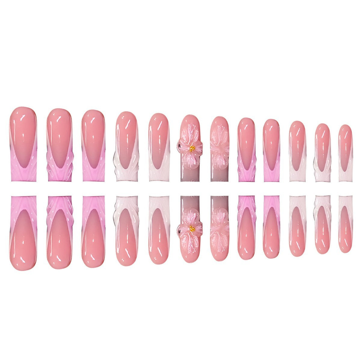 3D Floral Design Press-On Nails Acalora