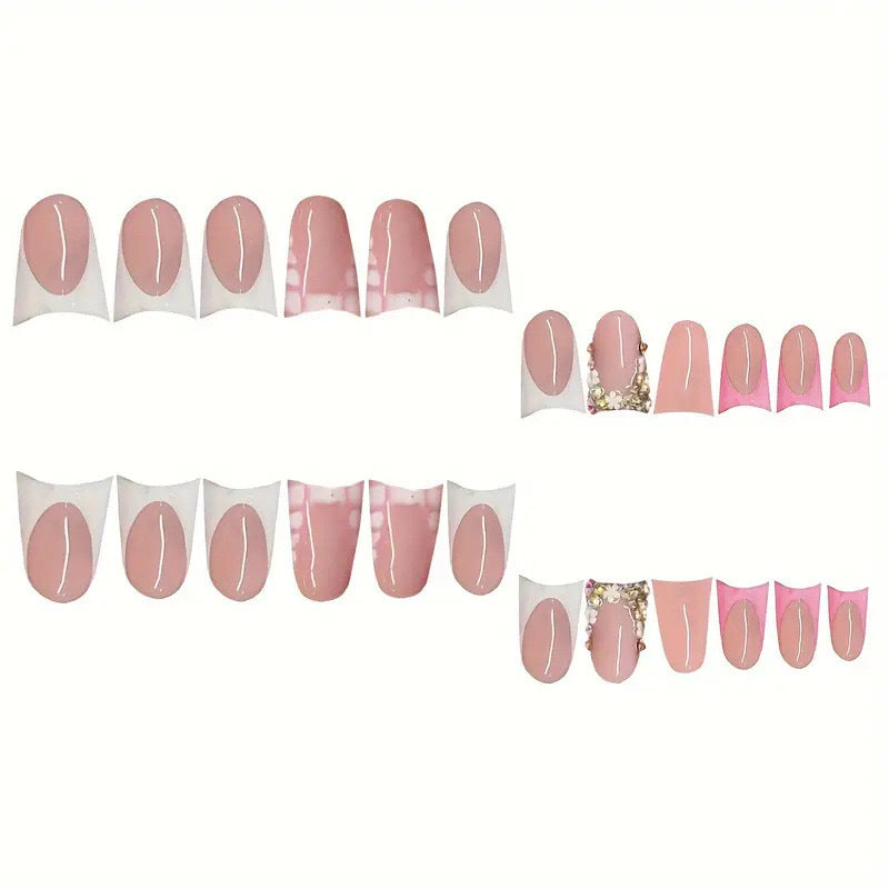 Elegant Press-On Nail Art Set with Gem Accents Acalora