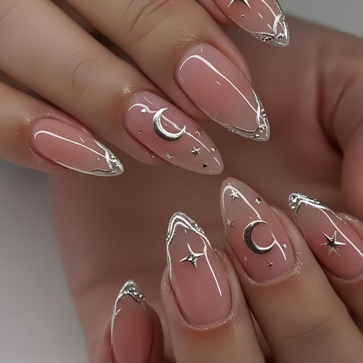 Celestial Themed Stiletto Nail Art Tips Acalora