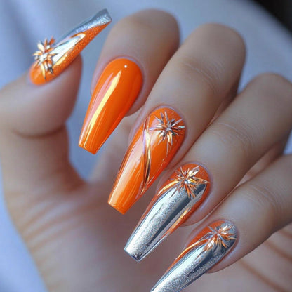 Artificial nails with glitter and metallic accents Acalora