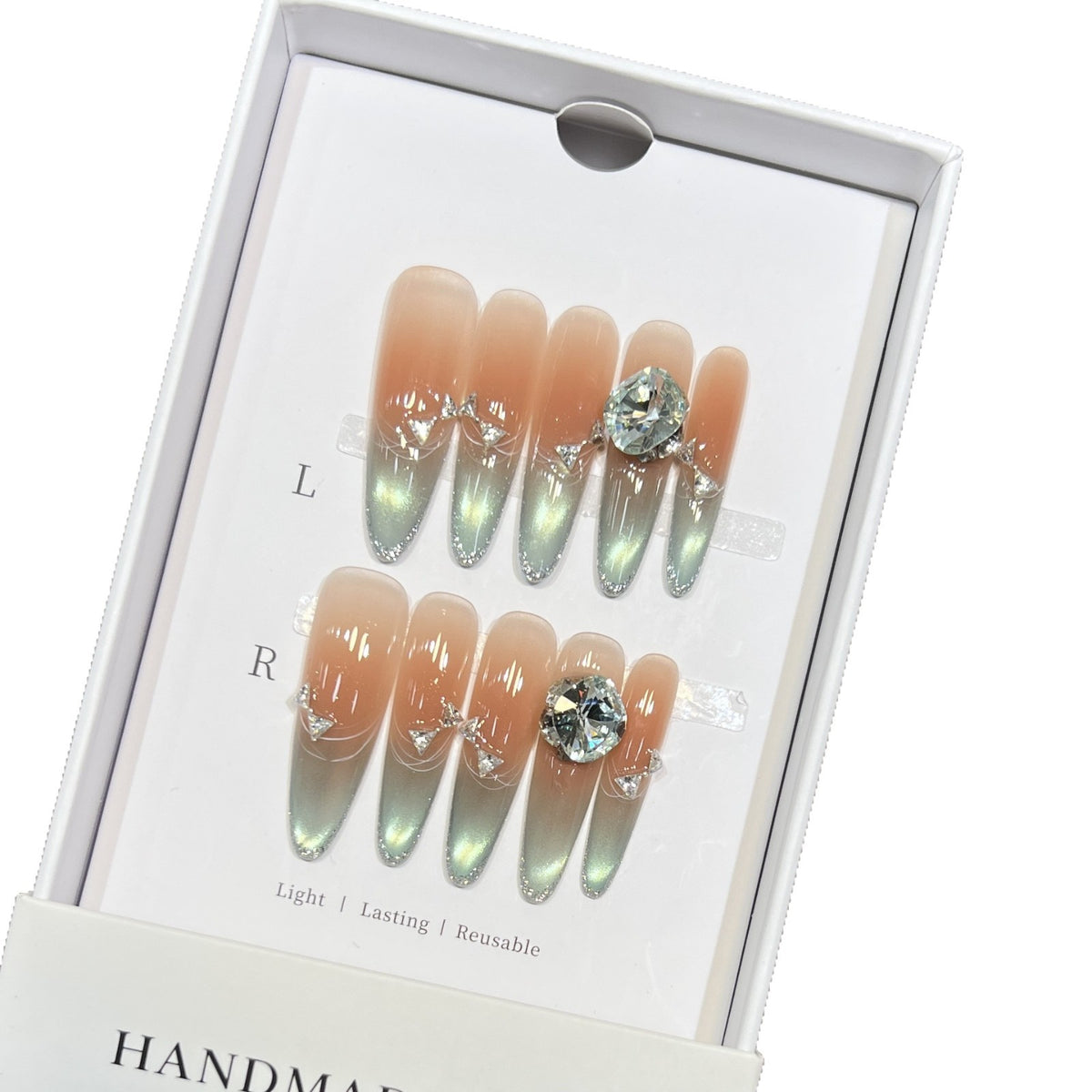 Elegant Stiletto Press-On Nail Art Set with Jewel Accents Acalora