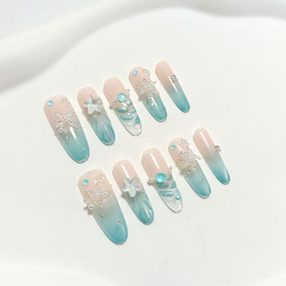 Artificial nails in elegant ocean design Acalora