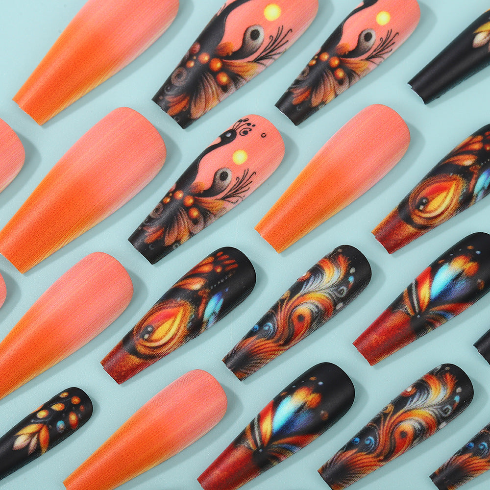 Creative Nail Art Set with Colorful Feather Designs Acalora