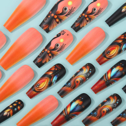 Creative Nail Art Set with Colorful Feather Designs Acalora