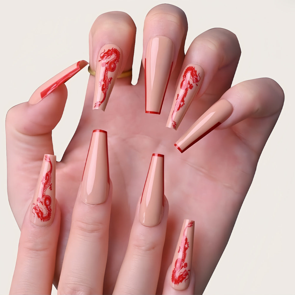 Art nails with dragon motif Acalora