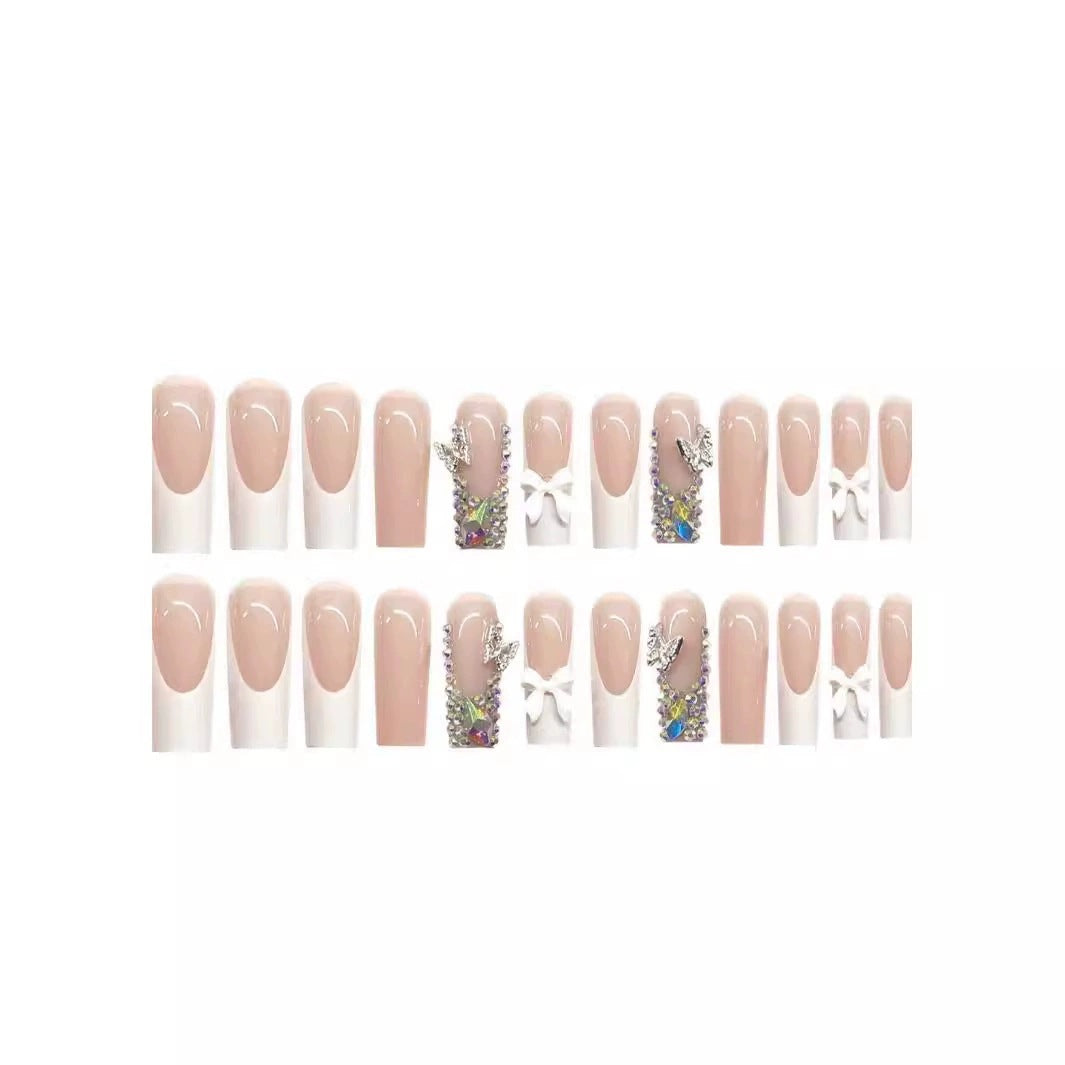 Glamorous Designer Press-On Nails with Gemstone Accents Acalora