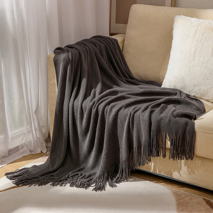 Unisex Luxurious Plush Fringe Throw Blanket