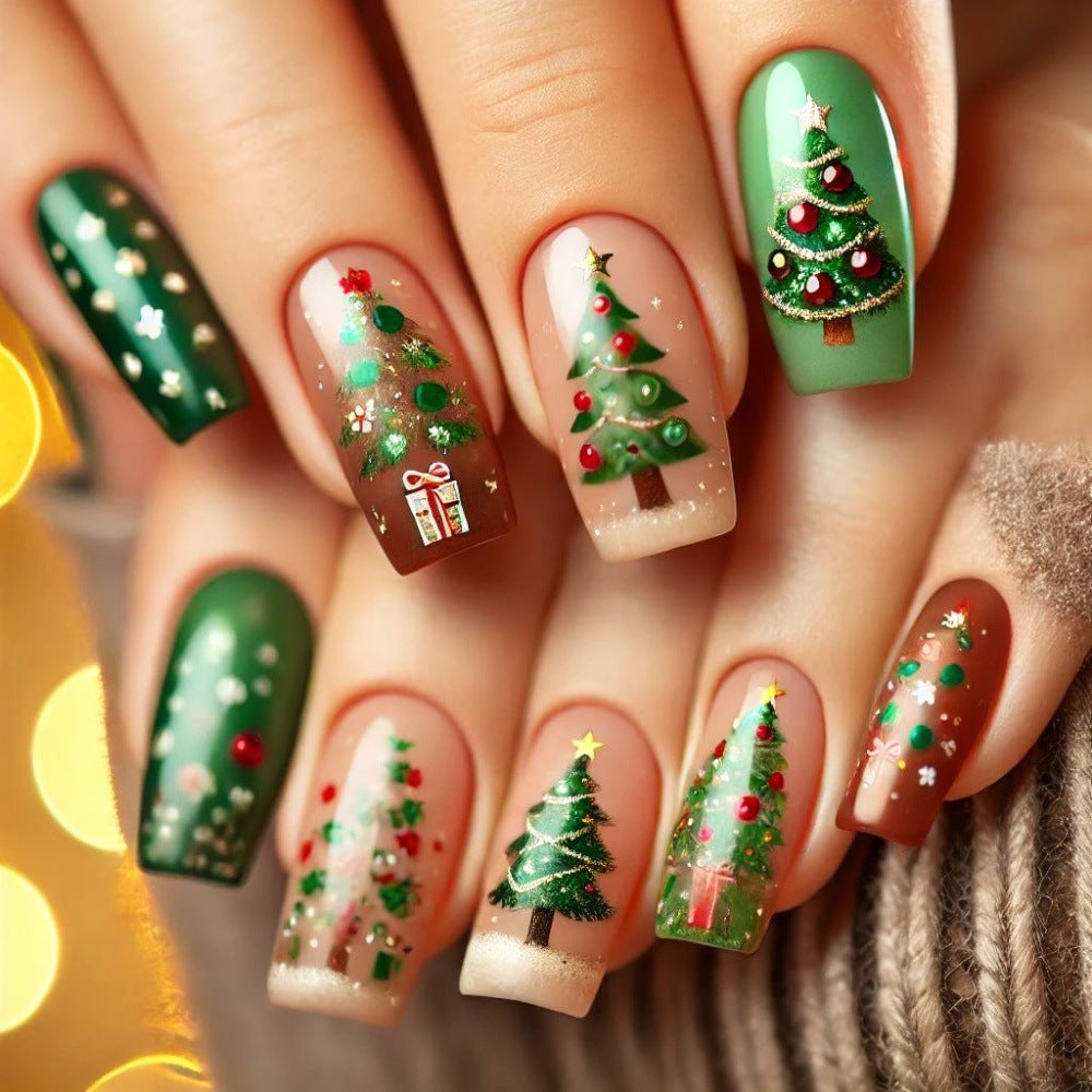 Artificial nails in festive Christmas design Acalora