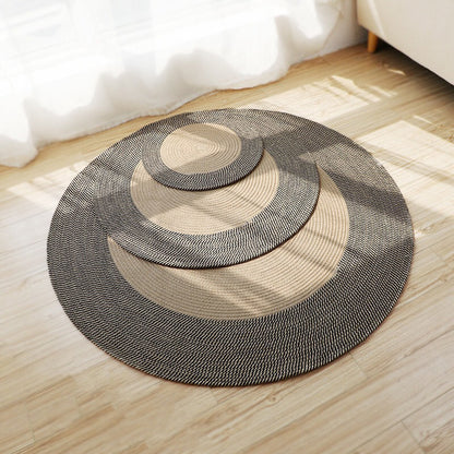 Rustic Round Rug with Fringes Acalora
