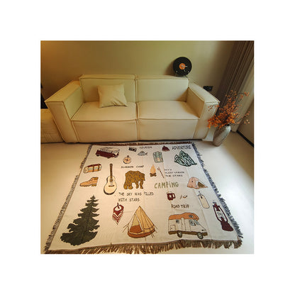 Cozy Camping-Themed Throw Blanket