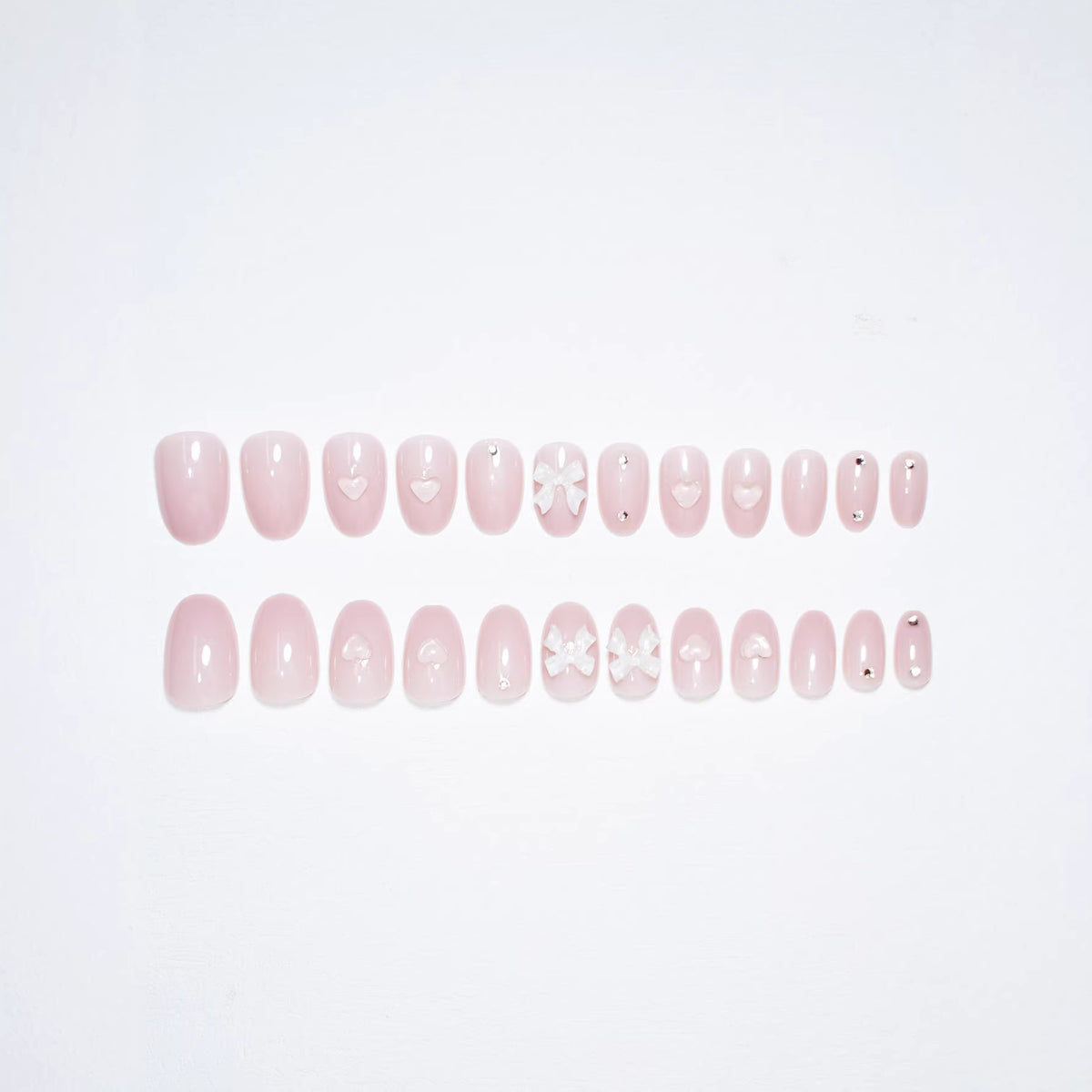 Artistic Press-On Nail Set with Elegant Bow Accents Acalora