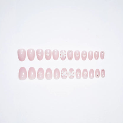 Artistic Press-On Nail Set with Elegant Bow Accents Acalora