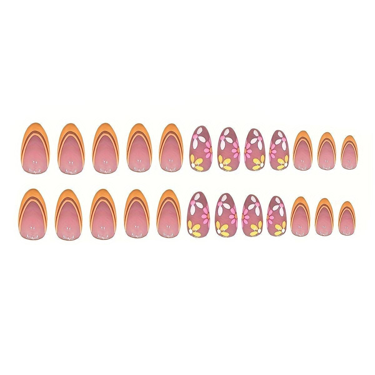 Decorative Floral Themed Press-On Nails Acalora