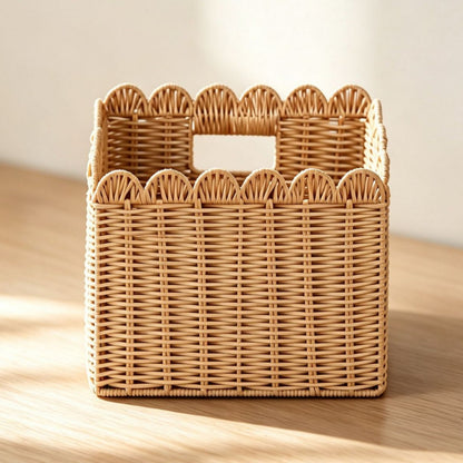 Handcrafted storage basket with curved edge Acalora