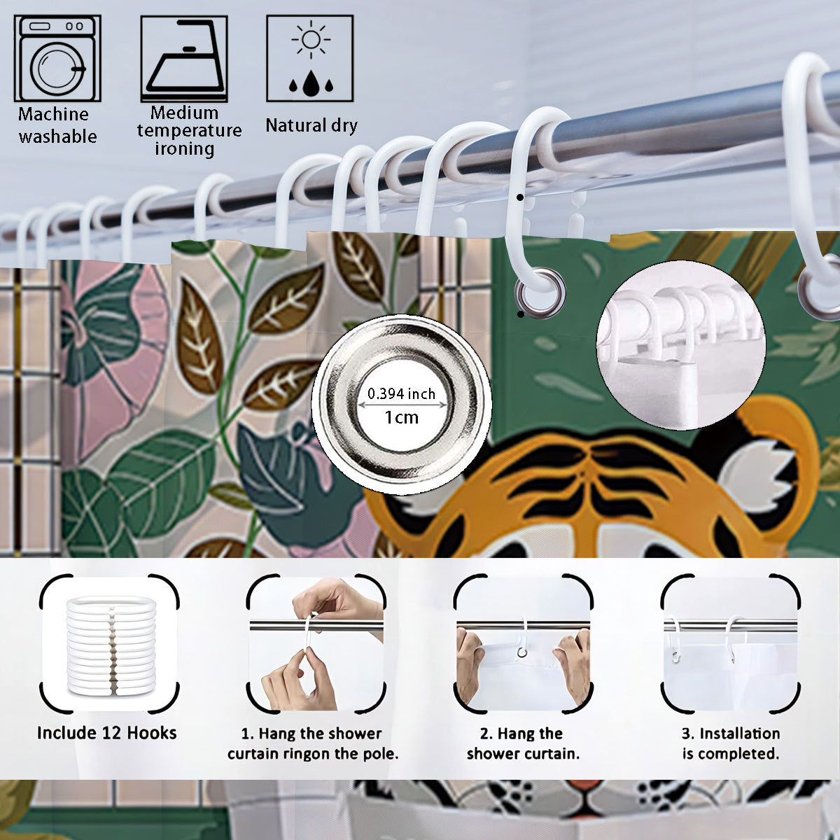 Artistic High-Definition Leopard and Rose-Themed Bathroom Décor Set
