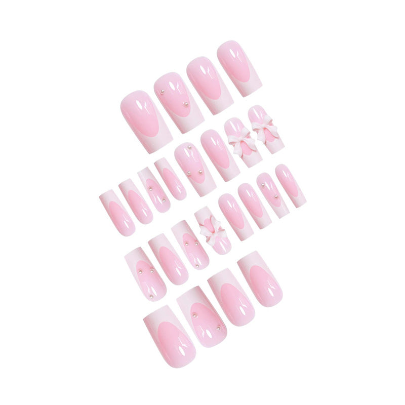 Decorative Press-On Nails with Bow Accents Acalora