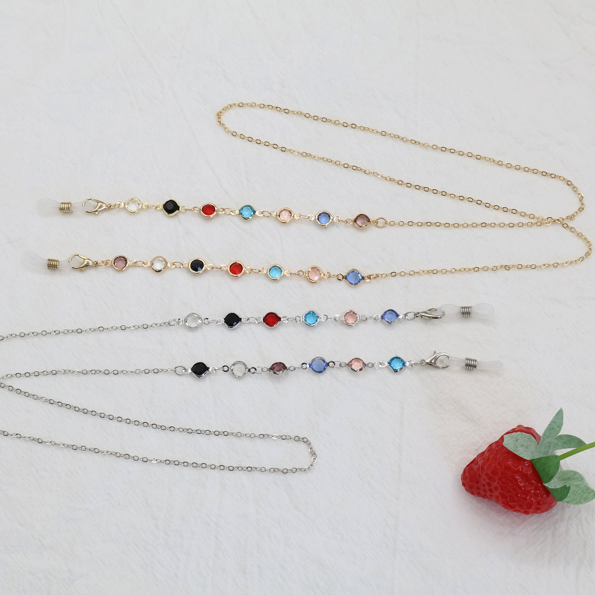 Multicolor Gemstone Eyewear Chain Acalora